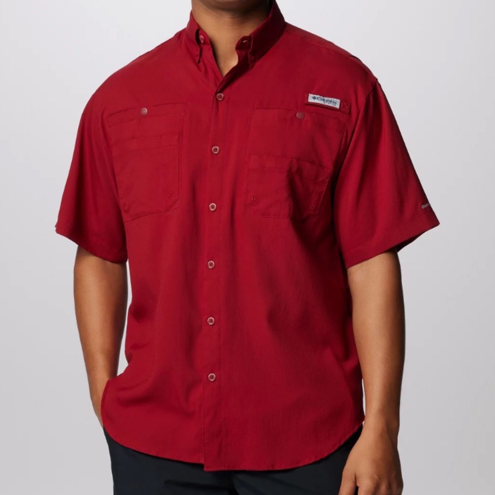 Men’s Columbia Tamiami II Short Sleeve Button Down Shirt Dark Maroon 4X 4xl EUC